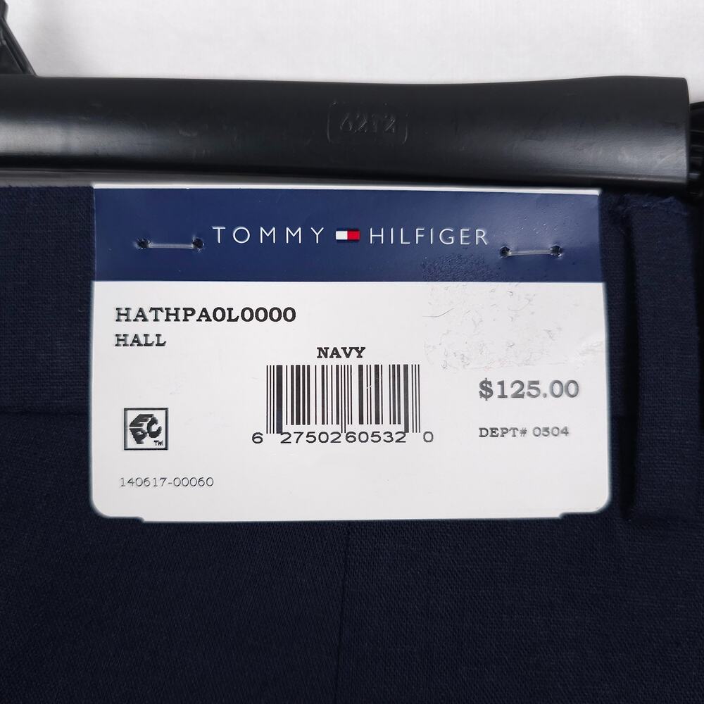 Tommy Hilfiger Mens Modern Fit Dress Pants 44x30 Navy Solid Linen Cotton Blend - Picture 11 of 11